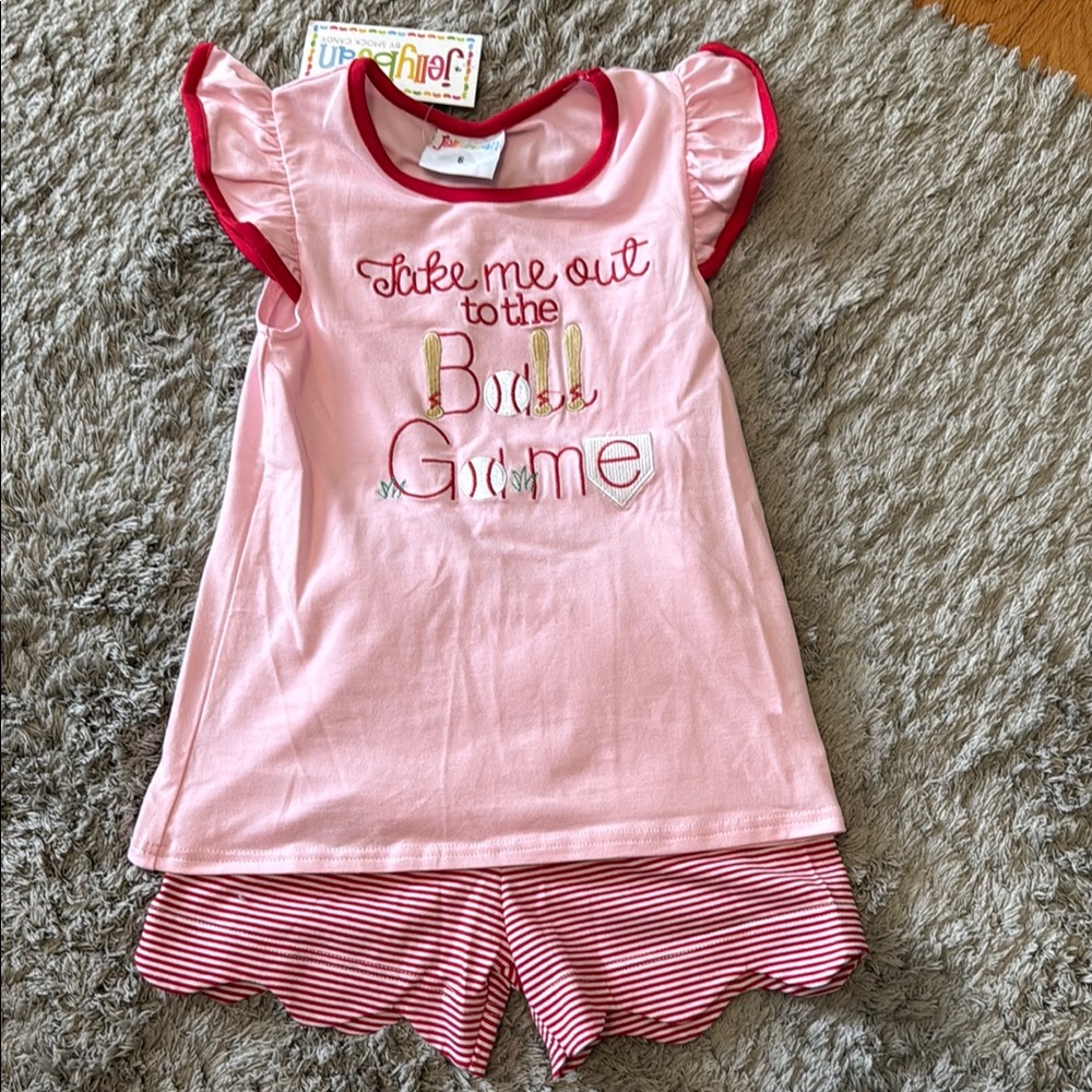 Kids Pink and Red Baseball Outfit